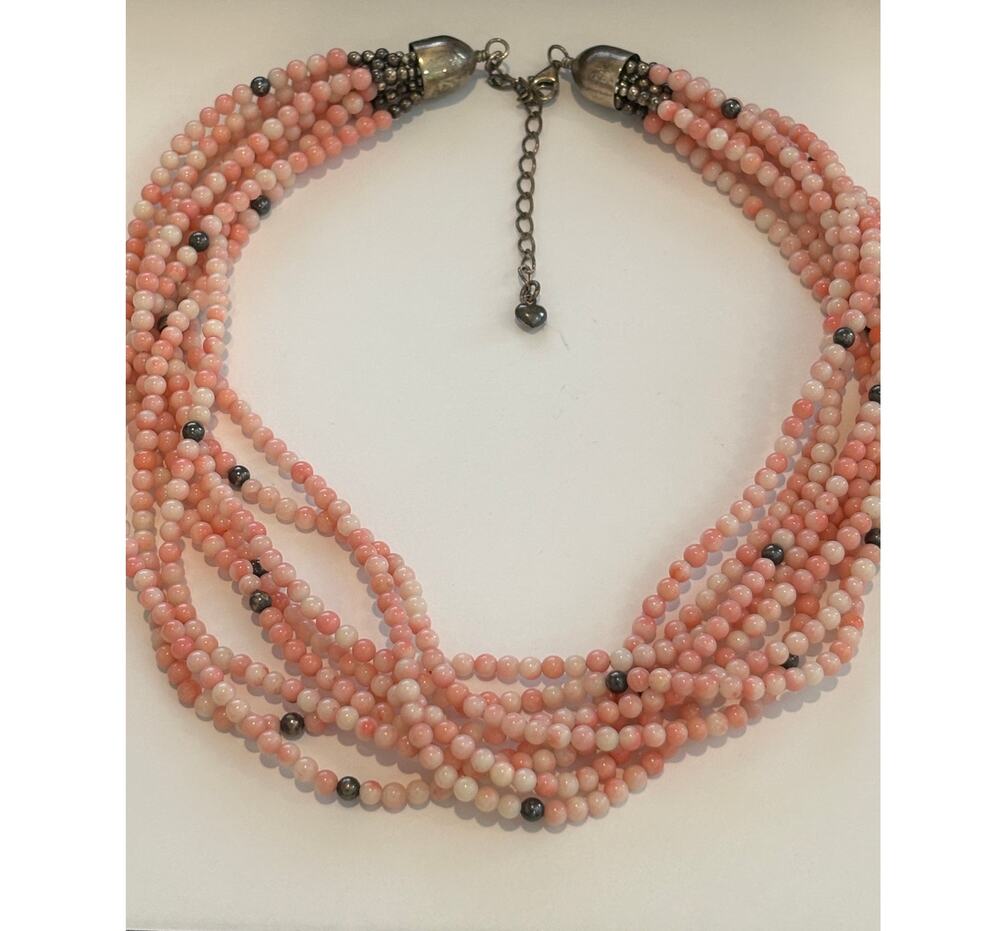 DTR Jay King Pink Coral Sterling Silver Torsade Necklace